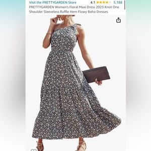 PRETTYGARDEN Floral Dress, One Shoulder